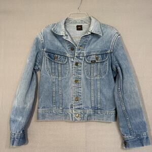 Vintage Lee Rider Denim Trucker Jacket Small Made in USA Classic Y2K Collectible